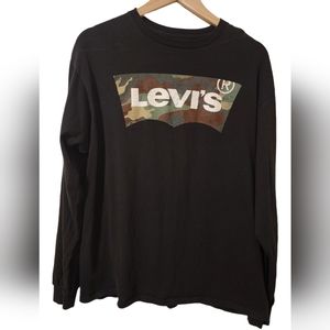 Men's Levi's Black with Camo Long Sleeve 2X Fits Like A Large